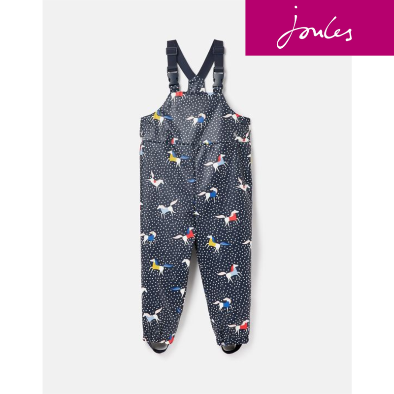 Joules Splashwell Waterproof Printed Rubber Dungarees - Horse Spot-5